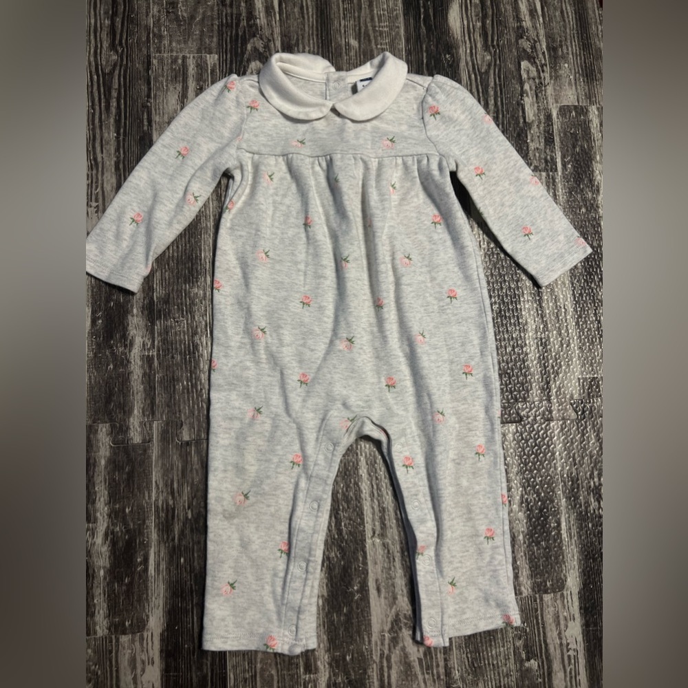 Janie and Jack Floral Sleeper Romper Sz 6-12 Months
